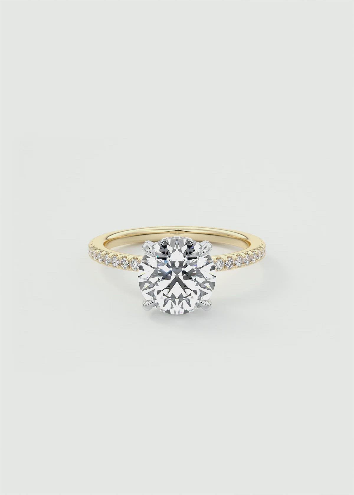 Four Prong Solitaire Engagement Ring with Hidden Halo and Pav Accents by  Frank Darling