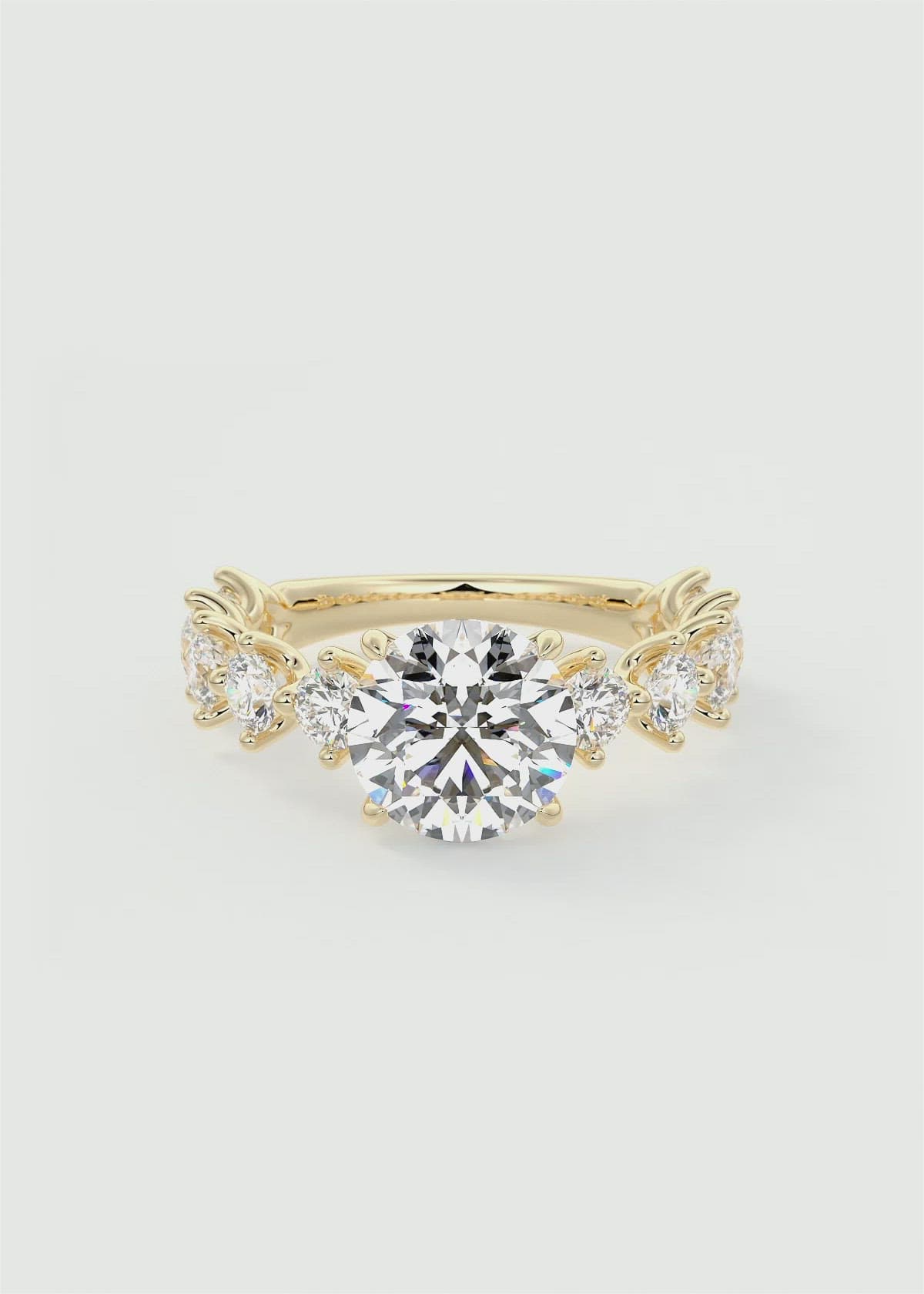  RIVIERA リング　13号 Round Diamond Engagement Ring with Mixed Shape Eternity Band by