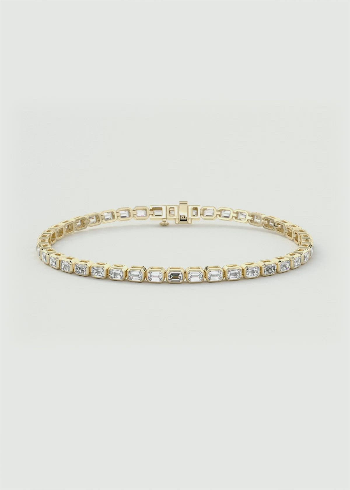 Bezel Set Emerald Cut Lab Diamond Tennis Bracelet by Frank Darling