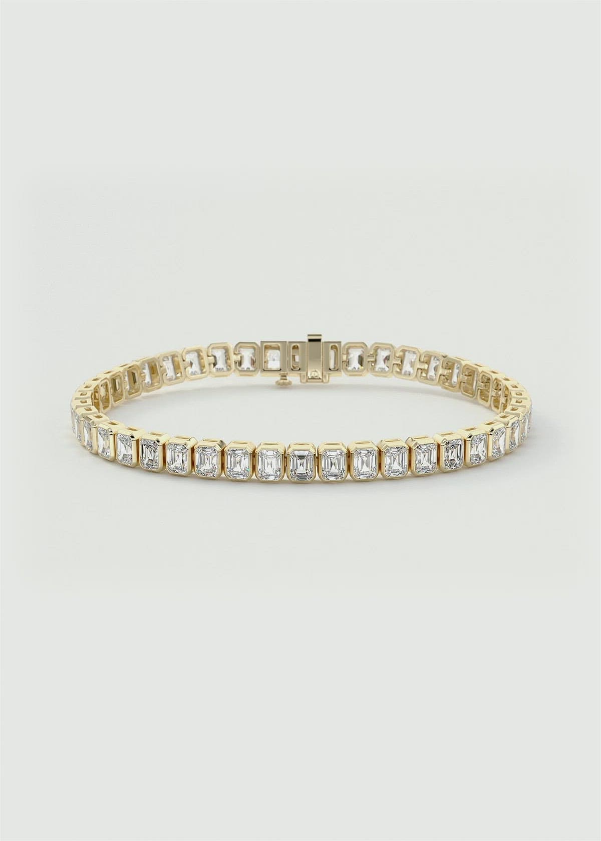 10ct Bezel Set Emerald Cut Lab Diamond Tennis Bracelet by Frank